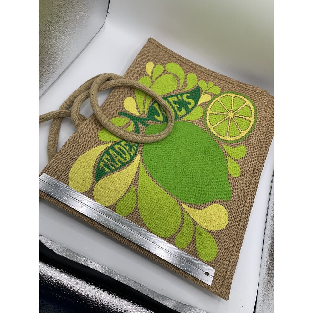 Trader Joe's Large Tote Bag Lemon and Lime Jute Burlap Reusable Shopping Bag - Picture 10 of 14